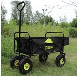 Trutzholm Bollerwagen faltbar mit Vollgummi Rädern, Hecktasche und Teleskopgriff schwar...