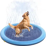 CNMTCCO Hundepool Faltbar und rutschfest - Verdicktes Planschbecken Fuer Hunde und Kinder,Robustes Wasserspielzeug Fuer Garten und Sommer,Splash Pad ohne Aufblasen,Mini Pool (100cm,Blau)
