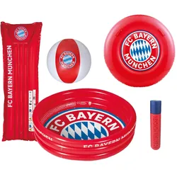 Happy People - FC Bayern München Schwimmset (5-teilig) Luftmatratze Ball Planschbecken Wasserspritze