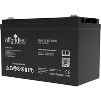 offgridtec AGM Solarbatterie Solarakkus 101000 mAh (12 V, 1 St), Schraubbare M8-Terminals schwarz