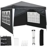 ShieldWall Pavillon 3x3 Wasserdicht Stabil Winterfest Pavillon faltbar, Faltpavillon 3x3 mit 4 Seitenteilen, Verbessertes Doppelt versiegeltes Gewebe 100% Wasserdicht UV55+ Europäischer Wellenstil