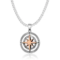 NAHLE Kette mit Anhänger Silber Kompass Herren Damen 925 Silber Panzerkette Maritim Halskette (2-tlg., inkl. Schmuckbox), 925 Silber Anhänger - rhodiniert silberfarben