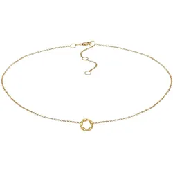 Elli PREMIUM Choker Erbskette Kreis Design Twisted 375 Gelbgold 32 Damen 