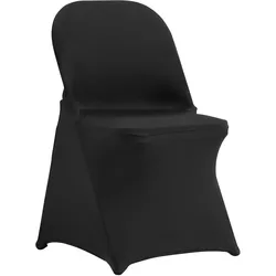 VEVOR 50 Stück, Schwarz, Stuhlhussen aus Elastischem Spandex für Klappstühle, Universell Passender, Kurzer Vorderbezug, Abnehmbare &Waschbare Schonbezüge, für Hochzeit, Urlaub, Party, Feier