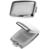 Pillendose Versilbert mit Fadenmuster - 2 Fächer Tablettendose, Silber Plated, 6,5x4,5cm, inkl. Geschenkverpackung