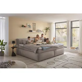 Stella Trading Boxspringbett – stone - H3/H4 - Microvelours - 180x200 cm