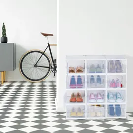 Relaxdays Schuhbox 12er Pack 1-tlg. transparent