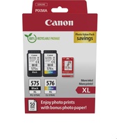 Canon PG-575XL/CL-576XL schwarz, color Druckköpfe + CL-576XL Photo Value Pack PG-575XL 4-farbig + Papier