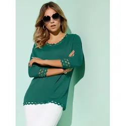 3/4 Arm-Pullover CREATION L "Pullover" Gr. 42, grün Damen Pullover
