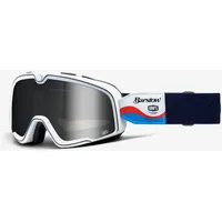 100% 100 Barstow Lucien, Motorrad-Brille verspiegelt - Weiß/Schwarz/Blau/Rot Silber-Verspiegelt