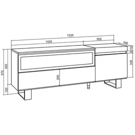 SKRAUT HOME Lowboard 150x57x35 cm Schwarz/Weiß Holzwerkstoff