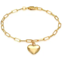 Armband ELLI "Herz Liebe Trend Romantik 925 Silber" Gr. 19, gold, Armbänder, Damen, 19cm, ohne Stein, Silber 925 (Sterlingsilber)