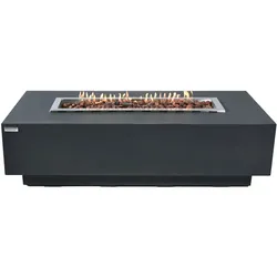 ELEMENTI Feuertisch Granville Feuerstelle aus Beton - Komplett-Set, wetterbeständig, Dunkelgrau 152x69x43cm