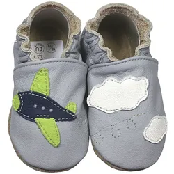 Krabbelschuhe Flugzeug grau 20/21 (12 - 18 Monate) Krabbelsohle