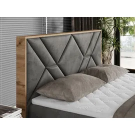MKS Meble Boxspringbett 160x200 mit Bettkasten, Polsterbett 160x200 mit Matratze H3, Boxspringbett 160x200 mit Kopfteil, Boxspringbett mit Massivholz - Gunar... - Dunkelgrau