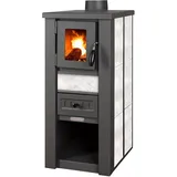 ProTermo Kaminofen Lava Ceramic Weiß - 6,5 kW Heizleistung - 35x44x78 cm Holzofen mit Schamottsteine mit Sichtfenster Holz Kamin - Bauart 2
