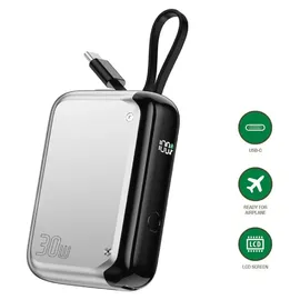 4smarts Powerbank Pocket mit USB-C Kabel 10000mAh - silber