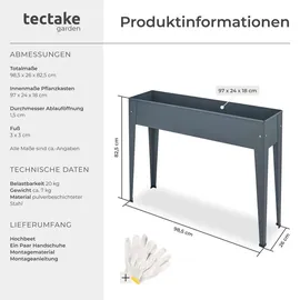 Tectake Hochbeet Calendula 98,5 x 26 x 82,5 cm Dunkelgrau