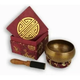 Klangschalen-Center GmbH Klangschale in Antik-Optik mit dekorativer Brokat-Box mit Aufdruck