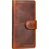 STILORD 'Jewel' Leder Geldbörse Damen Viele Kartenfächer Vintage Portemonnaie Damen RFID Schutz Geldbeutel Damen Groß Damen-Geldbörsen Frauen Geldtasche, Farbe:Kara - Cognac