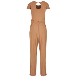 URBAN CLASSICS Ladies Rib Wid Leg Jumpsuit - Beige - S