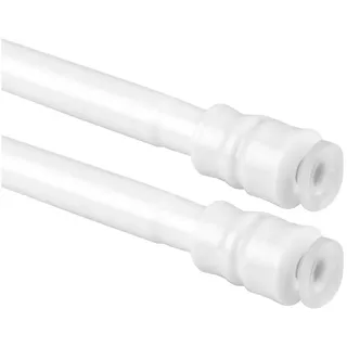 BestLivings 2er Pack Gardinenstange ohne Bohren zum Klemmen, Teleskopstange 25-40 cm, Weiß, Ø 10 mm, Metall, für Scheiben- & Bistrogardinen, Schraubtechnik mit transparenten Gummipuffern