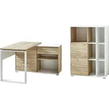 Germania GW-Lioni, weiß (weiß, navarra, eiche, nachbildung), Holzwerkstoff Metall, Holzwerkstoff, Metall, Arbeitsmöbel-Sets, Büromöbel-Set