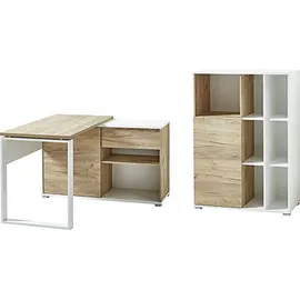 Germania GW-Lioni, weiß (weiß, navarra, eiche, nachbildung), Holzwerkstoff Metall, Holzwerkstoff, Metall, Arbeitsmöbel-Sets, Büromöbel-Set