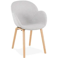 Kadima Design Esszimmerstuhl für Empfangsbereich | 59x59x88 cm Stoffbezug Hellgrau/Naturholz | Skandinavisches Design | Gewerbe | Zilano Kollektion