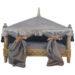 Casa Padrino Barock Hundebett Grau / Naturfarben - Handgefertigtes Antik Stil Hundebett - Prunkvolle Hunde Möbel im Barockstil - Antik Stil Tiermöbel - Barock Tiermöbel