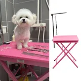 ERRULAN Trimmtisch für Hunde Hundepflegetisch for Kleine Hunde – Pink Beauty Table Organizer for Junge/Erwachsene Haustiere, Katzen, Schweine, Enten – Zuhause/Tierhandlung/Tierklinik