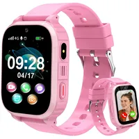 Smartwatch Kinder, Kinder Smartwatch mit GPS mit SIM, SOS, Familienkontakt, Schulmodus, GPS+LBS Standort, Spielen, Wecker, Taschenlampe, Passwortsperre, IP68 Kinderuhr für Jungen und Mädchen (Rosa)
