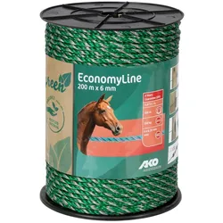 AKO Weidezaunseil EconomyLine 200m aus Recycling-Kunststoff, Ø6mm, 6x0,2mm Niro, grün-grau