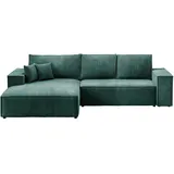 bromarkt Ecksofa PABLO Schlaffunktion Bettkasten L-Form 294x185x85cm Grün Links - Grün