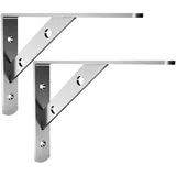 Edelstahl Regalhalter Schwerlastträger 2 Stück Regalträger Wandkonsole Metall Wandkonsole Schwerlast Regalhalterung L-Halterung für die Wandmontage,Dekoration(250mm*150mm)