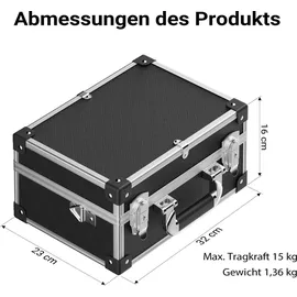 Wiltec PVC Universalkoffer 32x23x16 cm, PVC-Box abschließbar für Aufbewahrung und Transport von Werkzeug, Dokumenten usw., mit Griff und Tragegur...
