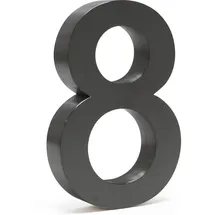 Wiltec Hausnummer 8 Edelstahl Weiß