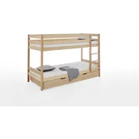 Natur24 Etagenbett Lupo Buche massiv 90x200 cm mit Roste