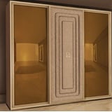 Casa Padrino Luxus Schlafzimmerschrank Beige / Taupe / Gold - Massivholz Kleiderschrank mit 3 Schiebetüren - Schlafzimmer Möbel - Hotel Möbel - Luxus Möbel - Luxus Qualität - Made in Italy