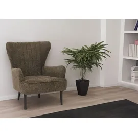 Mendler Lounge-Sessel HWC-K37 Chenille 75 x 80 x 75 cm grün-braun mit Kissen