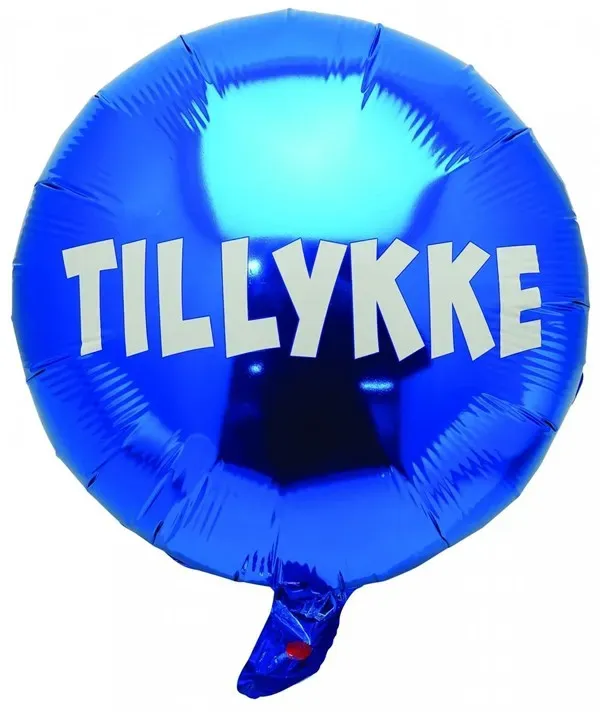 Folieballon 35 cm. Blå/Tillykke