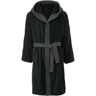 Borkum Bademantel XXL schwarz/anthrazit Baumwolle Frottee 400g/m2 Kapuze Herren - XXL