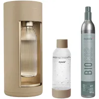 MySoda Wassersprudler Glassy Latte, Greige, Metall, Kunststoff, Holzwerkstoff, 44.5 cm, Küchengeräte, Wasseraufbereitung, Wassersprudler