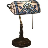 Tiffany Style Barock Bankers Lampe Blau & Grün Glasmalerei Tischlampe Europäische Vintage Nachttischlampen zum Lesen Schlafzimmer Nachttisch Cafe Bar,Blau