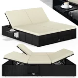 CASARIA Sonnenliege 200 x 160 x 33 cm Schwarz/Creme