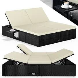 CASARIA Sonnenliege 200 x 160 x 33 cm Schwarz/Creme