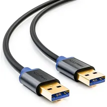 deleyCON 1m USB 3.0 Super Speed Kabel - USB A-Stecker zu USB A-Stecker - Übertragungsraten bis zu 5 Gbit/s - Schwarz/Blau