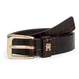 Tommy Hilfiger Ledergürtel »TH LIBRE 2.5 cm breit CROC« mit TH Monogramm, Gr. 75, Rich Walnut, , 56565412-75