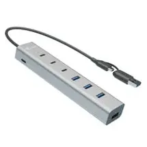 iTEC USB-C/USB-A Charging HUB 7 port, USB-Hub - silber