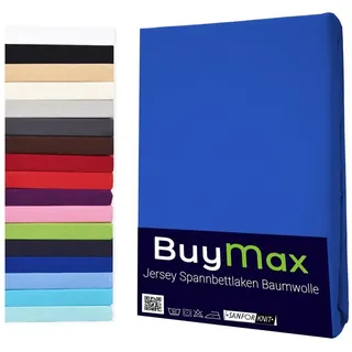 Buymax Spannbettlaken Jersey, 70 x 140 cm, Baumwolle, für Matratzen bis 15 cm Höhe, dunkelblau